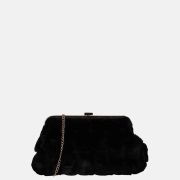 Firenze faux fur clutch L black