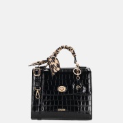 Charm London Knightbridge handtas croco lak zwart