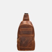 Hide & Stitches slingback crossbody tas cognac