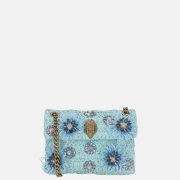 Kurt Geiger Kensington schoudertas raffia mini pale blue