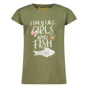 Wildfish T-shirt met tekstopdruk khaki Groen Meisjes Katoen Ronde hals...