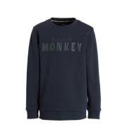 Me & My Monkey sweater Micha met logo blauw Logo - 116