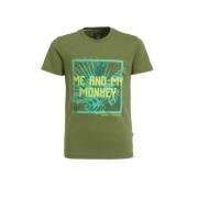 Me & My Monkey T-shirt Morten met printopdruk groen Jongens Katoen Ron...