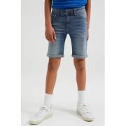 WE Fashion Blue Ridge slim fit jeans bermuda mid blue Denim short Blau...
