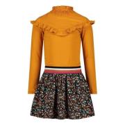 Jake Fischer A-lijn jurk met ruches oranje/multi Meisjes Stretchkatoen...