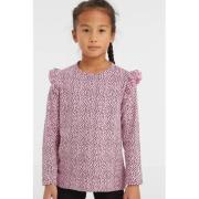 anytime longsleeve met ruffle roze Meisjes Katoen Ronde hals Stip - 13...