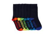 WE Fashion sokken - set van 7 donkerblauw Jongens Katoen Effen - 23/26