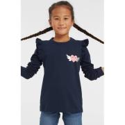 anytime longsleeve met ruffle donkerblauw Meisjes Katoen Ronde hals Pr...