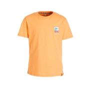 Wildfish T-shirt Milko van biologisch katoen oranje Printopdruk - 116