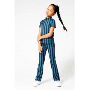 CoolCat Junior gestreepte flared broek Poppy blauw 34 inch Meisjes Pol...