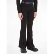Calvin Klein flared broek PUNTO met logo zwart Meisjes Viscose Logo - ...