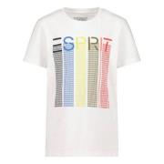 ESPRIT T-shirt met logo blauw Wit Jongens Katoen Ronde hals Logo - 128