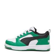 Puma Rebound V6 Lo sneakers wit/zwart/groen Jongens/Meisjes Leer Meerk...