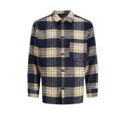 JACK & JONES JUNIOR geruit overshirt JORZAC donkerblauw/beige Overhemd...