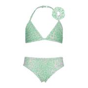 Vingino triangel bikini Zamira met scrunchie groen/wit Meisjes Polyami...