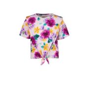 Vingino gebloemd T-shirt HAMMY lila/multicolor Paars Meisjes Katoen Ro...
