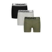 Vingino boxershort - set van 3 grijs melange/army/zwart Jongens Stretc...