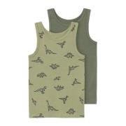 NAME IT MINI hemd NMMTANK TOP DINO - set van 2 groen Boxershort Jongen...