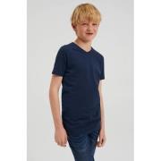 WE Fashion basic T-shirt donkerblauw Jongens Stretchkatoen V-hals Effe...