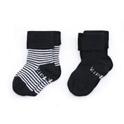 KipKep blijf-sokken 0-12 maanden - set van 2 uni/streep zwart/wit Jong...