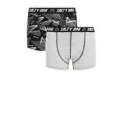 WE Fashion Blue Ridge boxershort - set van 2 zwart/grijs Jongens Stret...