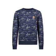 TYGO & vito sweater Jesse met all over print donkerblauw All over prin...