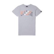 Ellesse T-shirt grijs melange Jongens/Meisjes Katoen Ronde hals Printo...