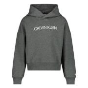 Calvin Klein hoodie met logo grijs Sweater Meisjes Katoen Capuchon Log...