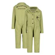 Wildfish jumpsuit van katoen olijfgroen Backprint - 62