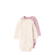 NAME IT BABY romper NBFBODY - set van 2 beige/lila Meisjes Katoen Rond...