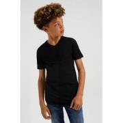 WE Fashion basic T-shirt zwart Jongens Stretchkatoen V-hals Effen - 92