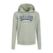 JACK & JONES JUNIOR hoodie JJELOGO met tekst pistache groen Sweater Te...