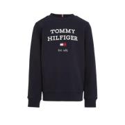 Tommy Hilfiger sweater met tekst donkerblauw Tekst - 122