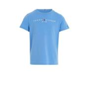 Tommy Hilfiger T-shirt met logo lichtblauw Meisjes Katoen Ronde hals L...