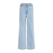WE Fashion Blue Ridge high waist wide leg jeans met krijtstreep bleach...