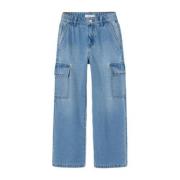 NAME IT KIDS wide leg jeans NKFROSE light blue denim Blauw Effen - 116