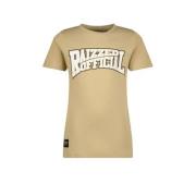 Raizzed T-shirt Iowa met tekst lichtzand Beige Jongens Katoen Ronde ha...