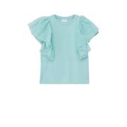 s.Oliver T-shirt met ruches turquoise Blauw Meisjes Katoen Ronde hals ...