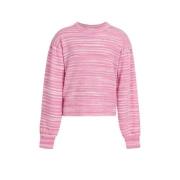 Shoeby trui roze/wit Meisjes Acryl Ronde hals Meerkleurig - 98/104
