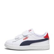 Puma Smash 3.0 sneakers wit/donkerblauw/rood Jongens/Meisjes Imitatiel...