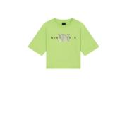 NIK&NIK T-shirt Spray met printopdruk limegroen Meisjes Katoen Ronde h...