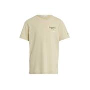 Calvin Klein T-shirt beige Jongens Katoen Ronde hals Effen - 164
