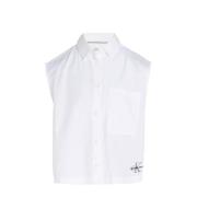 Calvin Klein blouse wit Meisjes Katoen Klassieke kraag Effen - 140