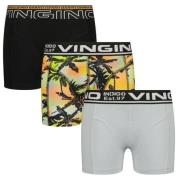 Vingino boxershort Palm - set van 3 zwart/grijs/geel Jongens Stretchka...