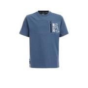 WE Fashion T-shirt blauw Jongens Katoen Ronde hals Effen - 158/164