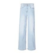 Garcia high waist wide leg jeans Annemay bleached Blauw Meisjes Stretc...