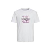 JACK & JONES JUNIOR T-shirt JORLAFAYETTE met logo wit Jongens Katoen R...