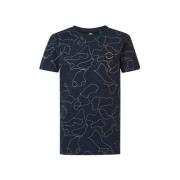 Petrol Industries T-shirt met all over print blauw Jongens Katoen Rond...