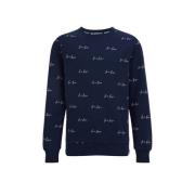WE Fashion sweater met all over print donkerblauw All over print - 98/...