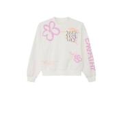 s.Oliver sweater met printopdruk wit/roze Printopdruk - 176